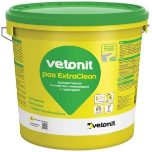 Декоративная штукатурка Vetonit ПАС Экстраклин силикатно-силиконовая 2.0 мм "шуба" база 100А белая 25кг
