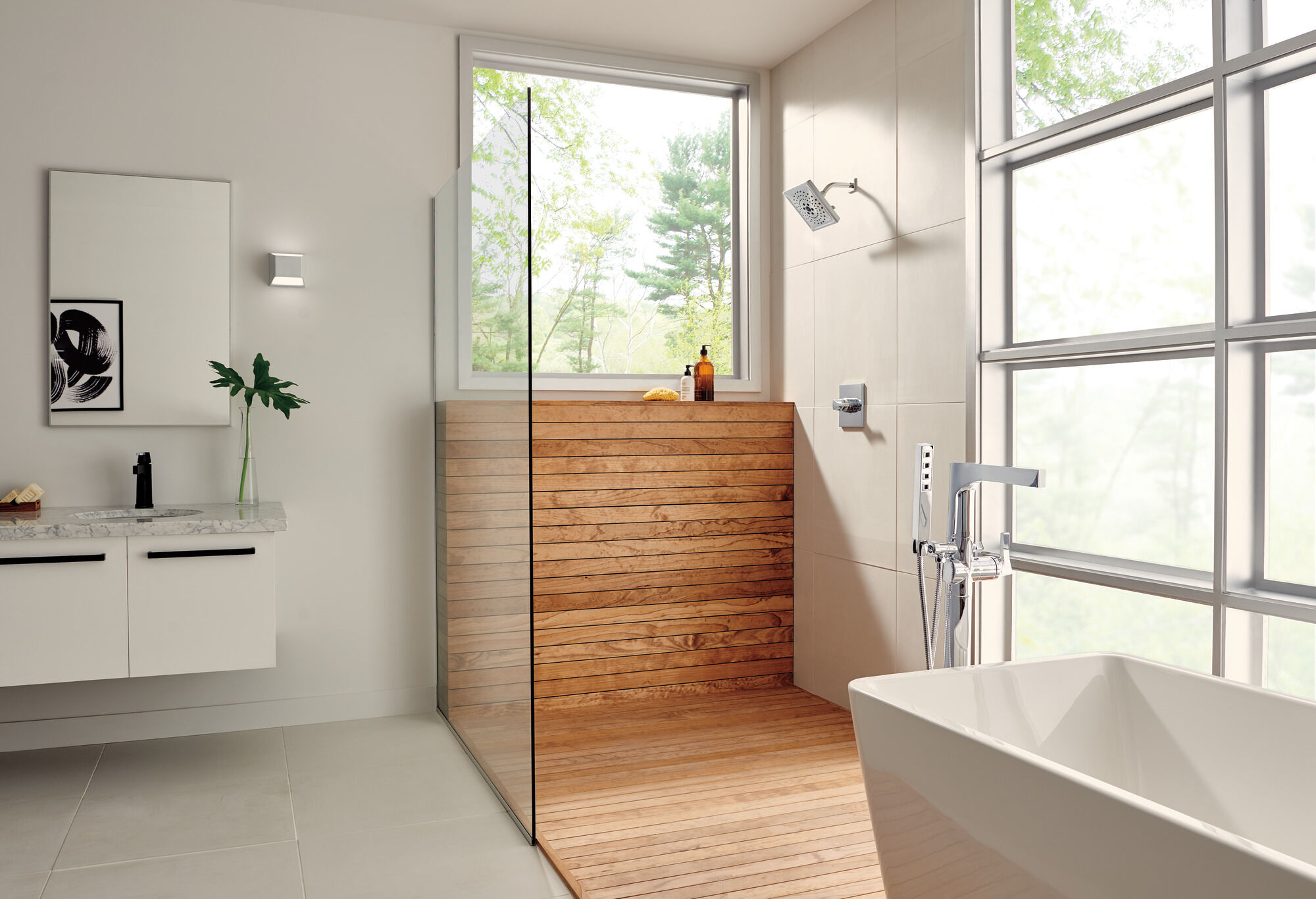 T4774-FL Напольная накладка для ванны с одной ручкой и ручным душем Delta Faucet Zura Хром  - Вид №2