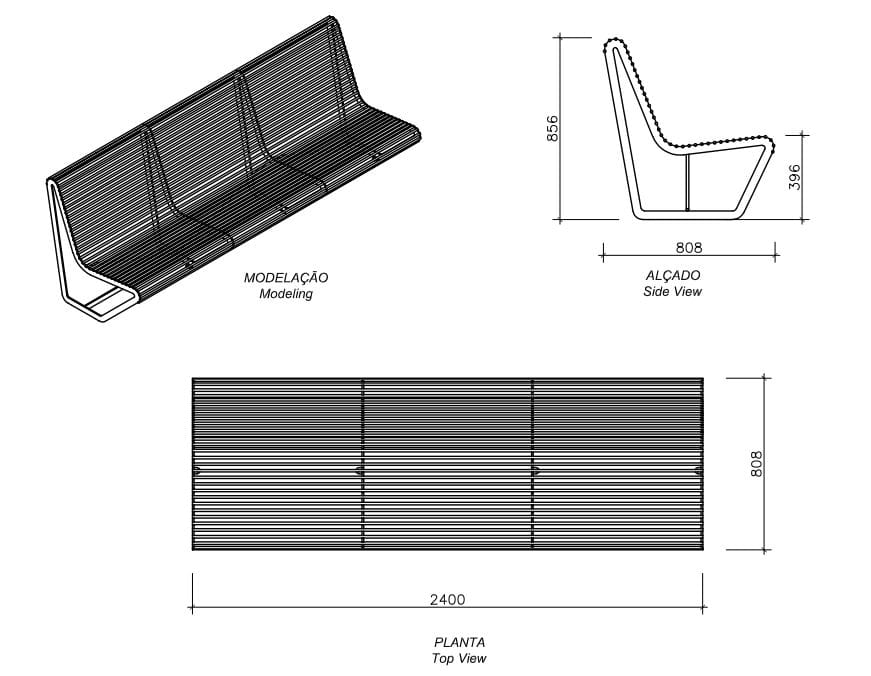 Стальная скамья со спинкой amop рама ARCH-00135616 - Вид №5