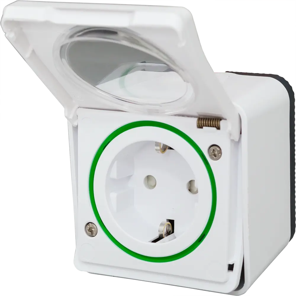 Розетка накладная влагозащищённая Schneider Electric Mureva Styl с заземлением со шторками IP55 цвет белый STLM-2127651 - Вид №3
