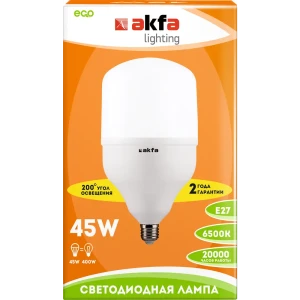 Лампа светодиодная Akfa Lighting AK-LCB FLLCB452765A E27 220 В 45 Вт цилиндр матовая 3600 Лм нейтральный белый свет