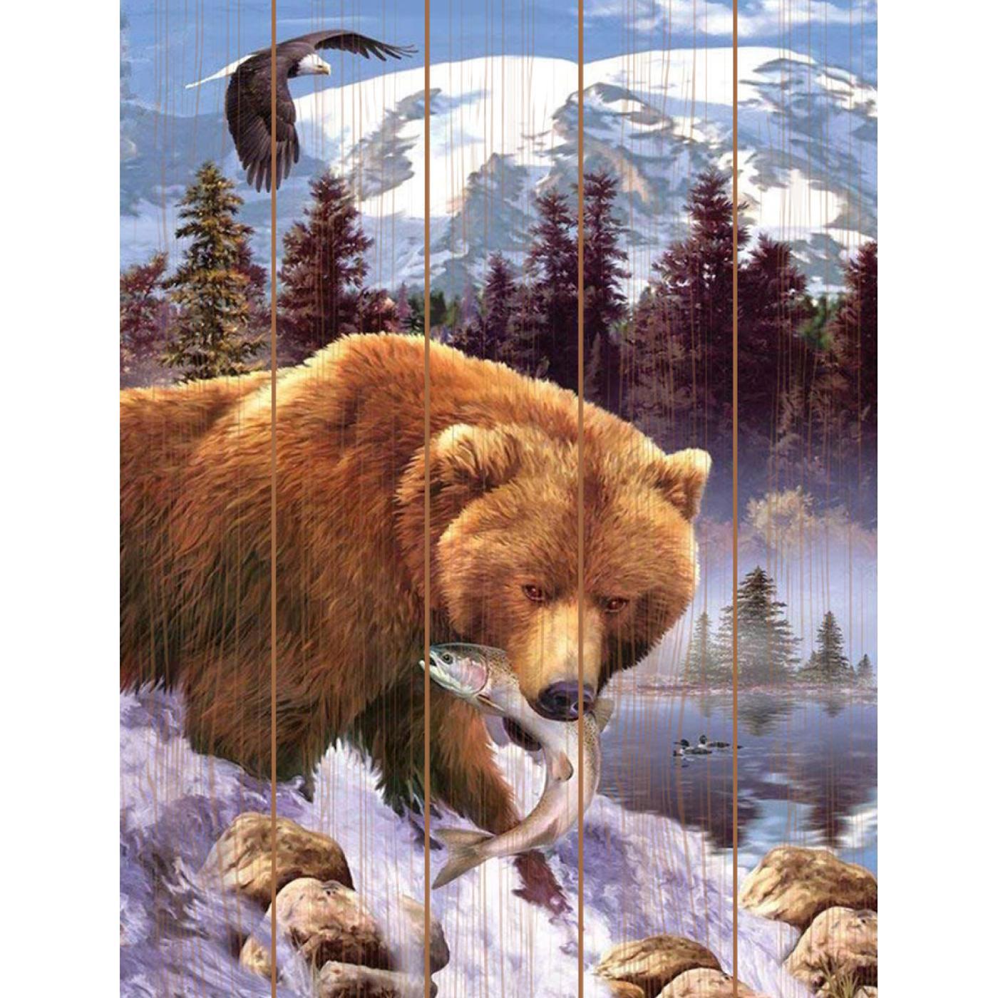 90299394 Картина по номерам на дереве 30х40 см Медвежий улов (22 цвета) STLM-0174322 MOLLY