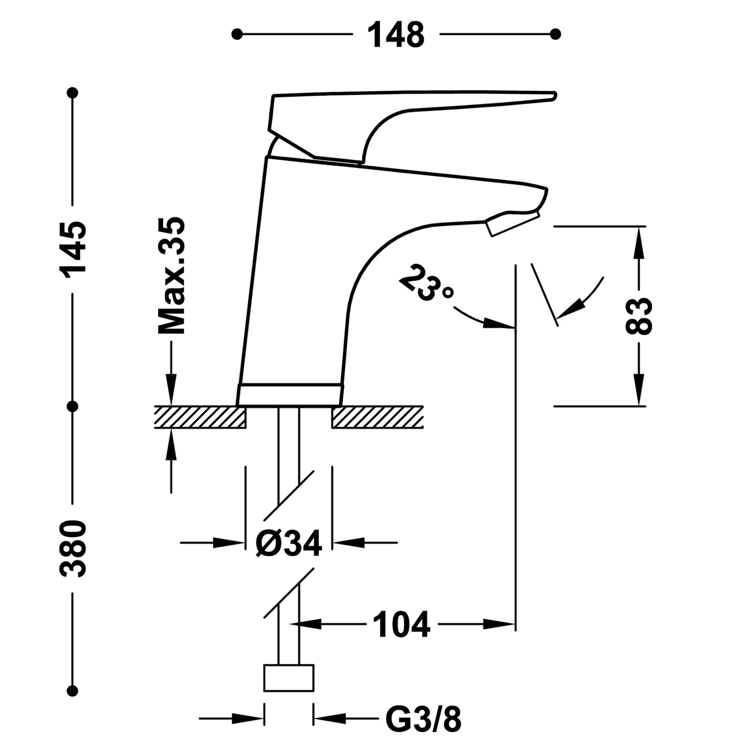 Смеситель для умывальника CANIGÓ PLUS с одной ручкой-21810303 TRES Canigo - Вид №1