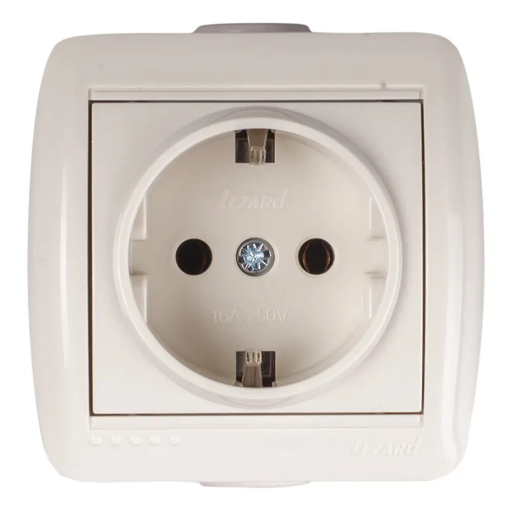 Розетка керамическая Lezard Nata с заземлением цвет кремовый STLM-2182454