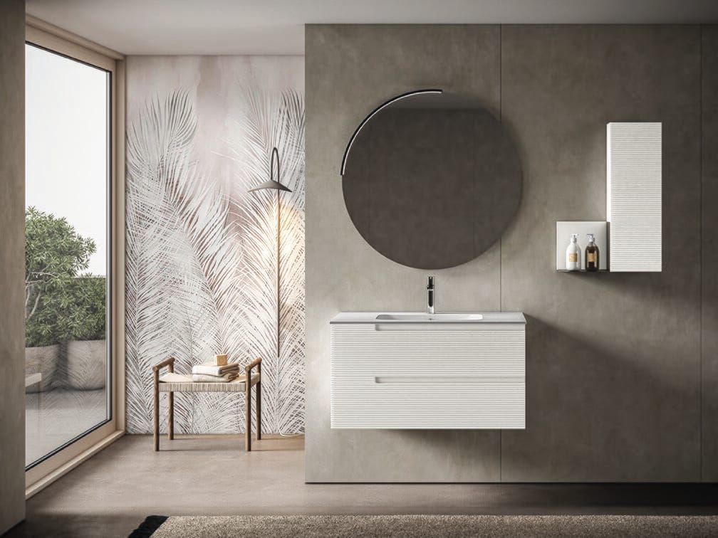 Подвесной умывальник с ящиками, навесным шкафом и зеркалом BMT Everyday ARCH-00125796