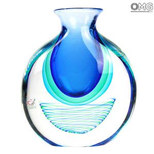 1698 ORIGINALMURANOGLASS Синяя ваза Маго - соммерсо - муранское стекло 18 см