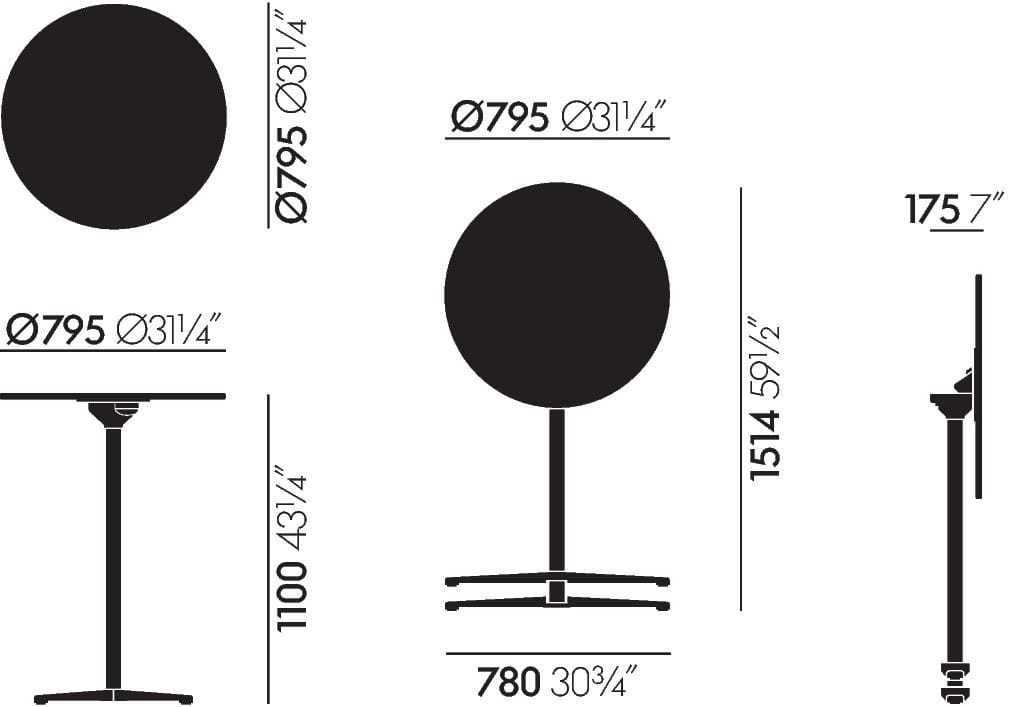 Высокий круглый стол с меламиновой столешницей VITRA Super Fold Table ARCH-00089706 - Вид №3