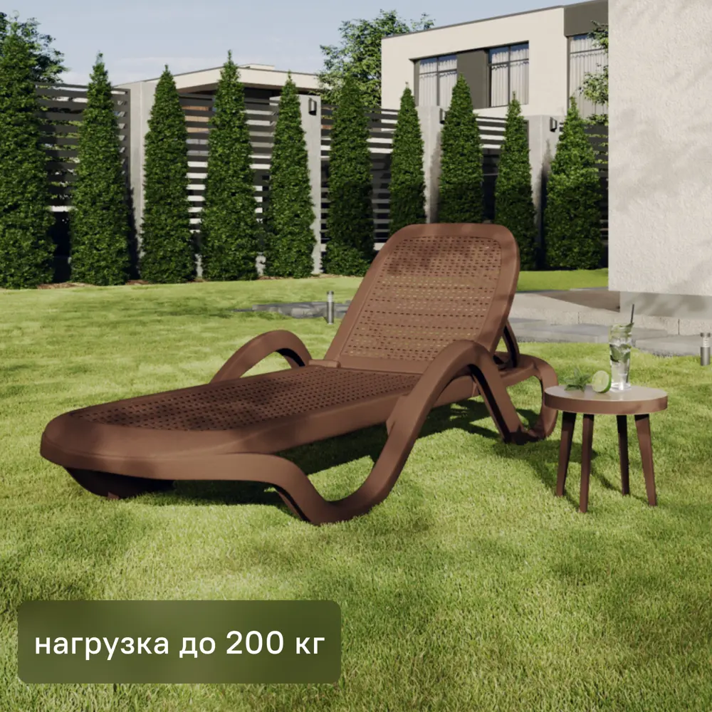 Шезлонг Capri 195x73x41 см пластик коричневый 84434911 STLM-2121540 Santreyd