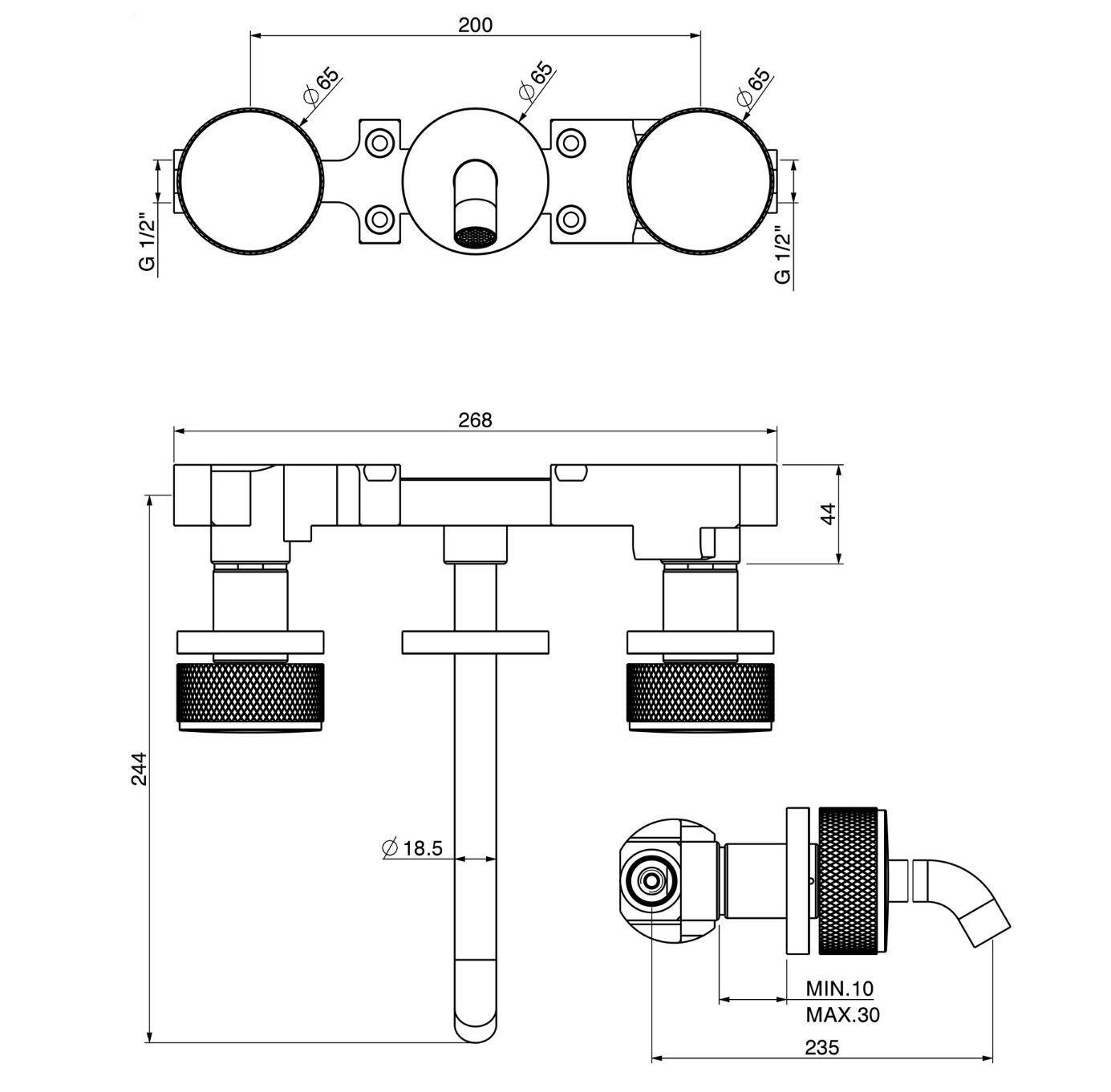 Настенный смеситель для раковины GATTONI MD ARCH-00023970 - Вид №2