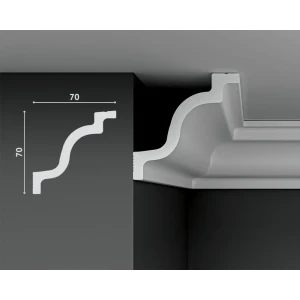 Плинтус Decostar PolyStyle SG-B70/70 на потолок, полистирол (XPS) белый 2000x70 мм