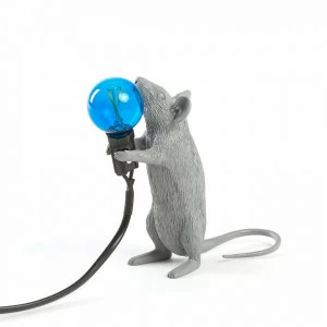 Настольная лампа 14,5х6 серая Mouse Lamp Grey Step 14938 SELETTI ЖИВОТНЫЕ, МЫШЬ 00-3882469 Серый;синий