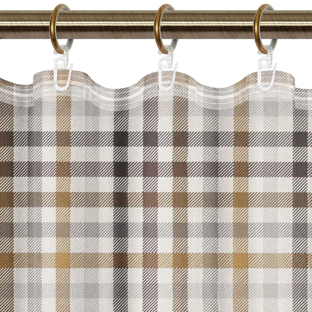 Штора на ленте для кухни Beige 145x180 см клетка цвет бежевый LINEN WAY STLM-2168250 - Вид №4