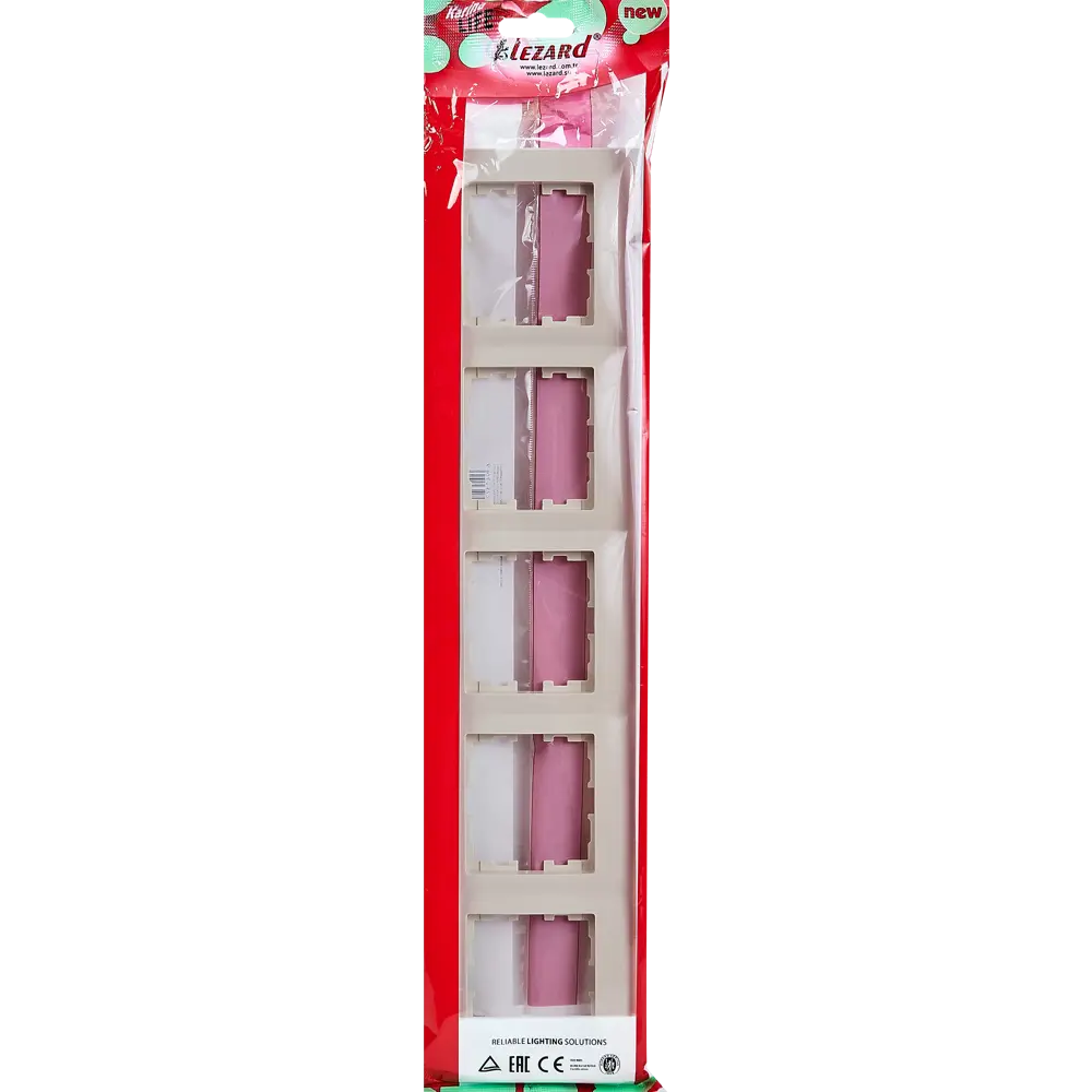 Рамка для розеток и выключателей Lezard Karina Life 5 постов горизонтальная цвет кремовый STLM-2133506 - Вид №3