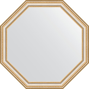 BY 3711 Зеркало в багетной раме - золотые бусы на серебре 60 mm EVOFORM Octagon