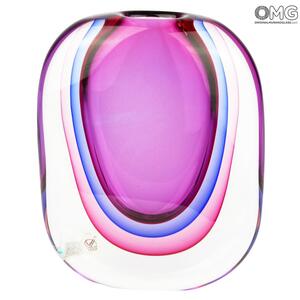 3292 ORIGINALMURANOGLASS Ваза Canvas - пурпурная - соммерсо - Original Murano Glass OMG 23 см