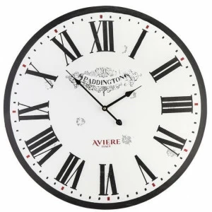 Часы настенные деревянные с римскими цифрами 60 см белые с черным Aviere AVIERE  00-3872830 Белый;черный