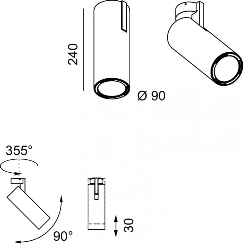 Экструдированный алюминиевый регулируемый светодиодный прожектор с диммером Lucifero's простой ARCH-00141752