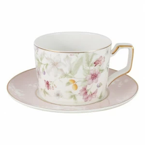 Чашка фарфоровая белая с розовым с блюдцем "Цветы" ANNA LAFARG EMILY ЦВЕТЫ 00-3946871 Белый;розовый