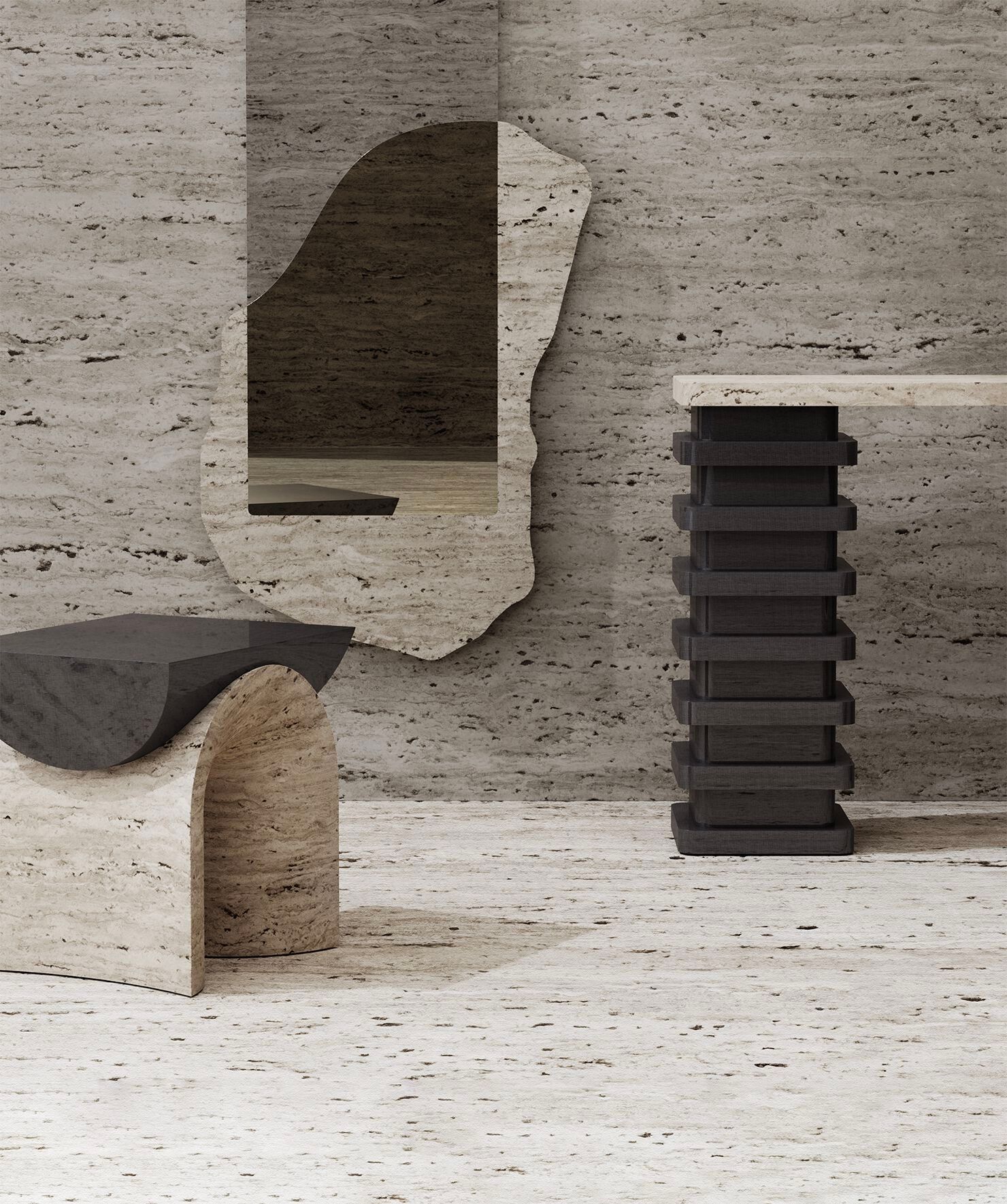 Табурет из травертина и дерева Movimento Gallery Federica Elmo ARCH-00036893 - Вид №5