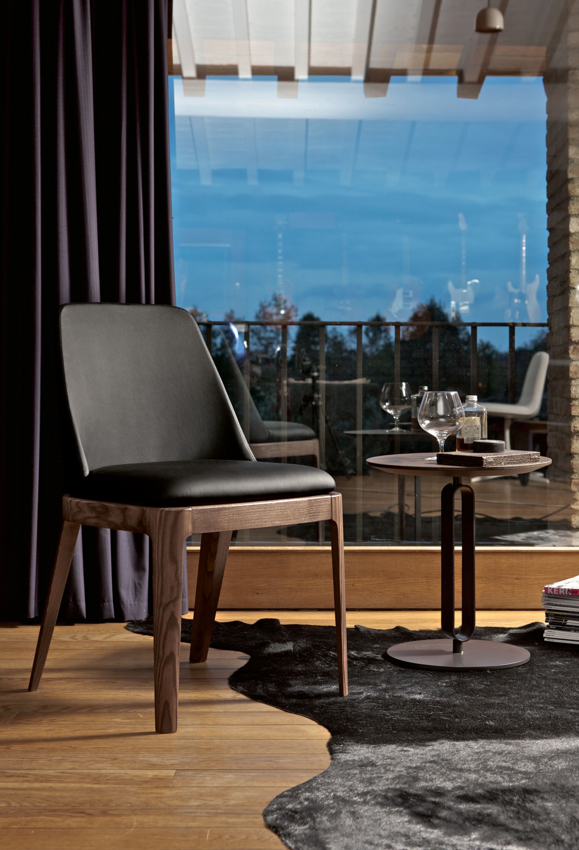 Круглый стальной и деревянный журнальный столик с журнальной стойкой Bontempi Casa ALFRED ARCH-00030442 - Вид №4