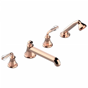 A56-112BSG Смеситель для ванны набортный на 4 отв. с изливом СУПЕР ГОЛИАФ Thg-paris Art Déco cristal Розовое золото