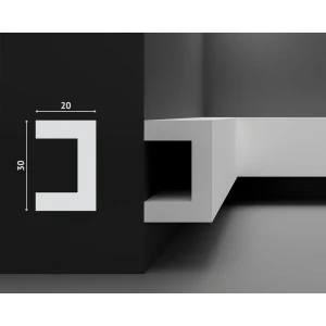 Молдинг Decostar DuroStyle SK-21 на стену, дюрополимер, белый, 2000x30x20 мм