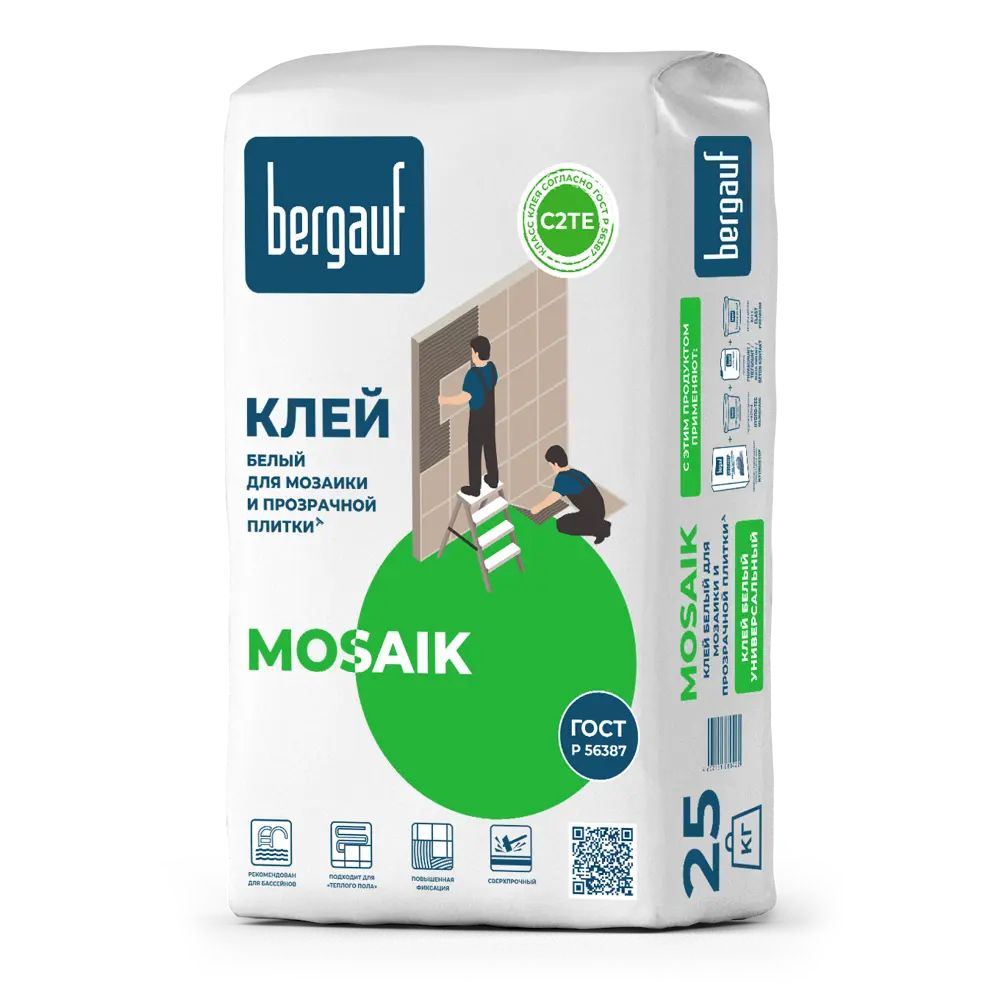 Клей для плитки Mosaik, 25 кг BERGAUF STLM-2002750
