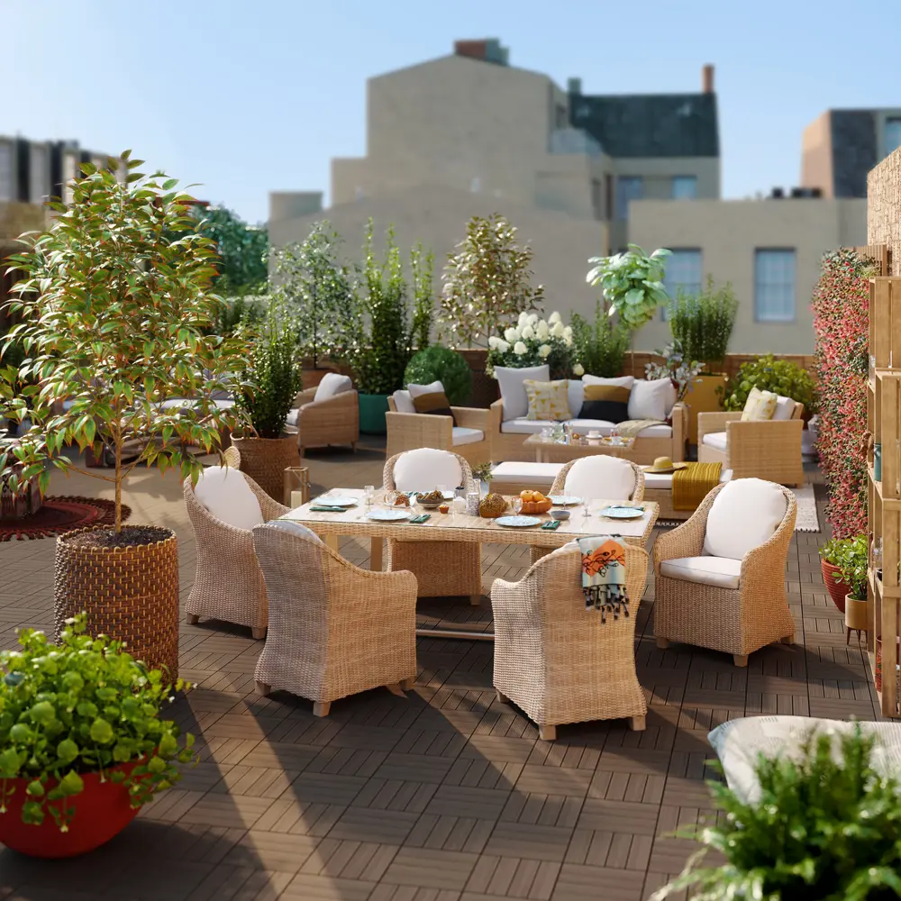 Стол садовый NATERIAL Medena с ротанговым плетением и стеклянной столешницей 82509552 STLM-0028915 - Вид №10