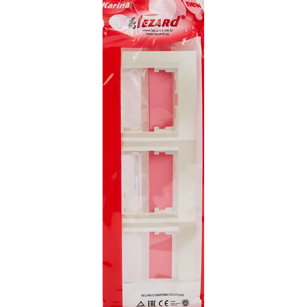 Рамка для розеток и выключателей Lezard Karina 3 поста горизонтальная цвет жемчужный белый перламутровый STLM-2108589 - Вид №2