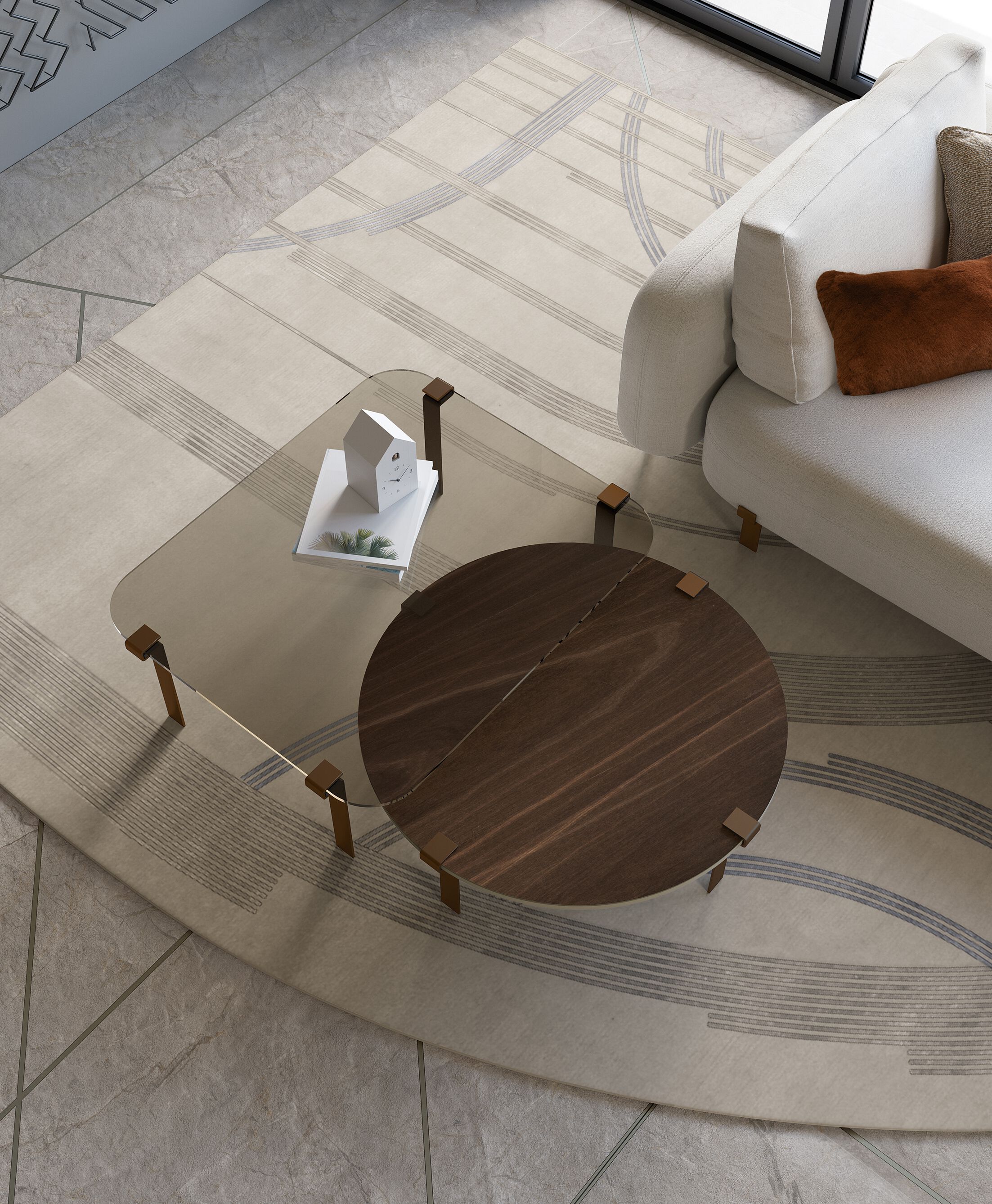 Стеклянный квадратный низкий журнальный столик Bizzotto Italia Нара ARCH-00031840 - Вид №3