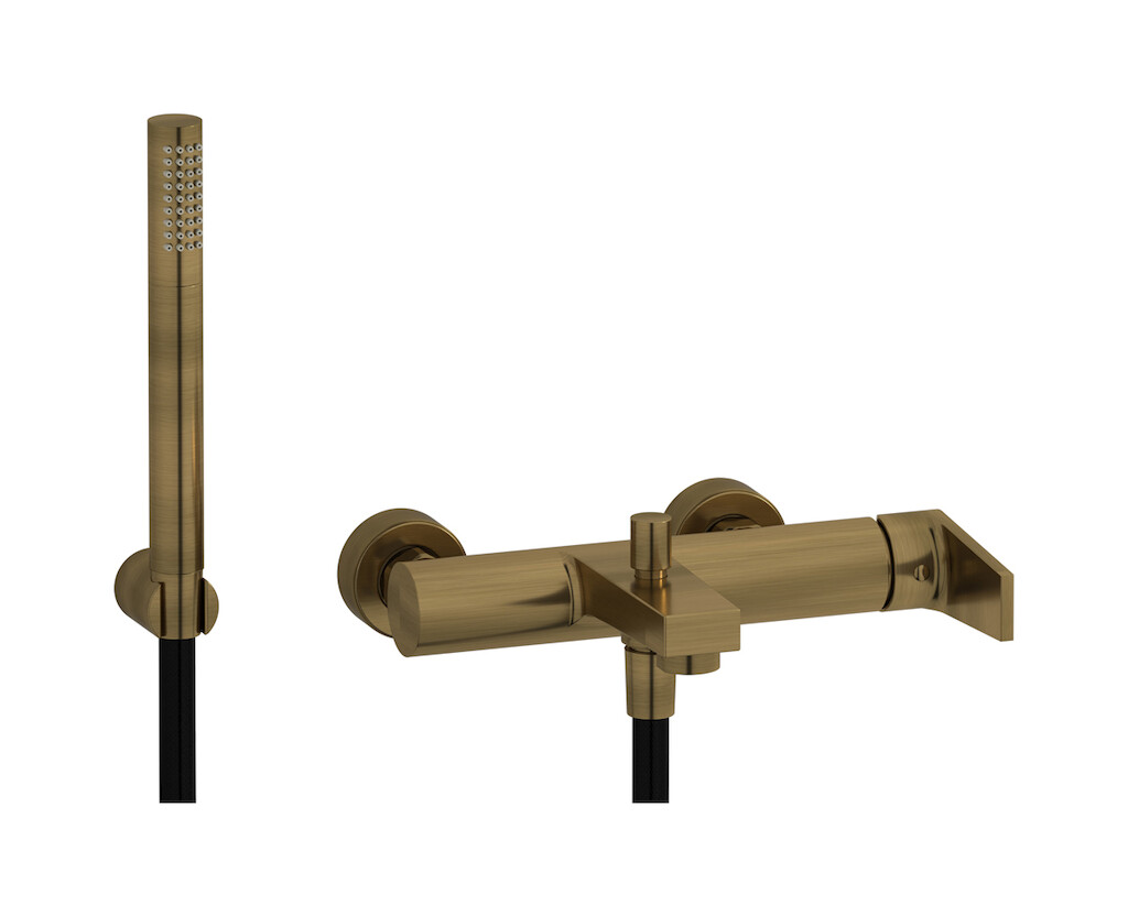 Настенный смеситель для ванной в комплекте с душевым гарнитуром WE ARE IB tw399np Modern Bronze Twitter