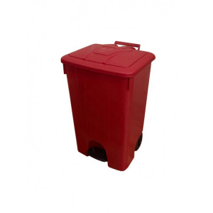 50017 red TELKAR Мусорный бак с педалью и крышкой на колесах для сбора, хранения и транспортировки отходов 85 л. Красный