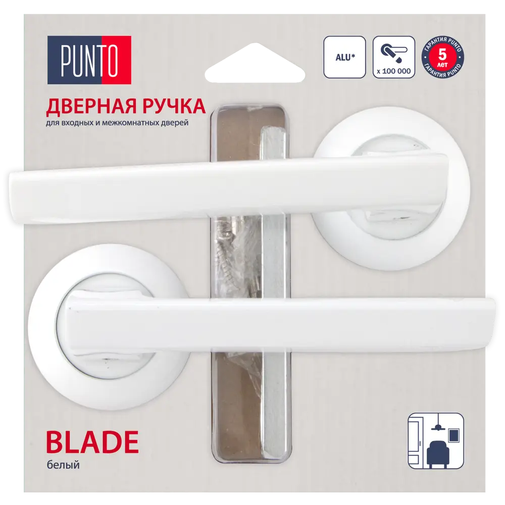 Дверные ручки Punto Blade TL/HD WH-19, без запирания, комплект, цвет белый STLM-2190008 - Вид №3