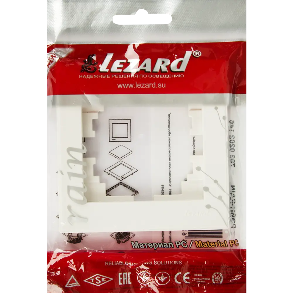 Рамка для розеток и выключателей Lezard Rain 1 пост, цвет белый Виктория STLM-2131335 - Вид №4