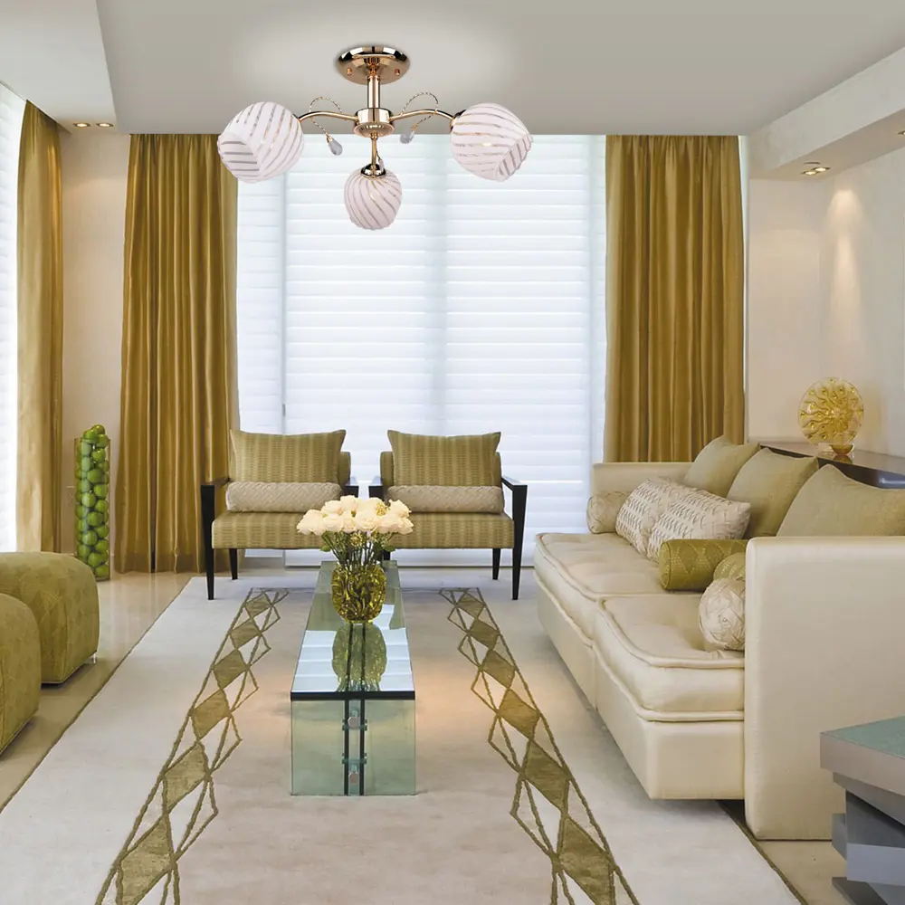 Люстра потолочная «Арабеска» КС30068/3С, 3 лампы, 9 м², цвет белый/золотой КЛЮЧНИК STLM-2064835 - Вид №8