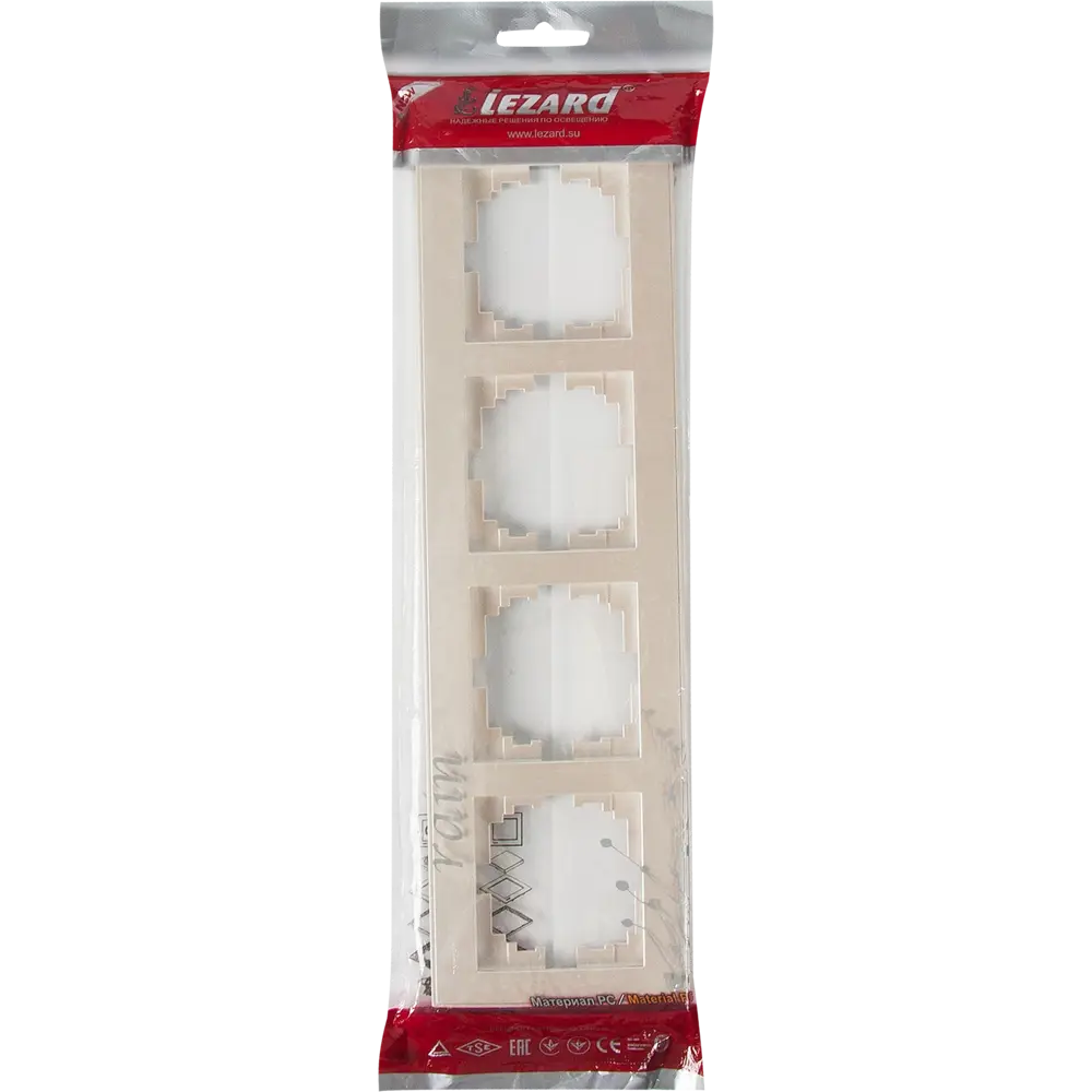 Рамка для розеток и выключателей Lezard Rain 4 поста, цвет жемчужно-белый матовый STLM-2116966 - Вид №3