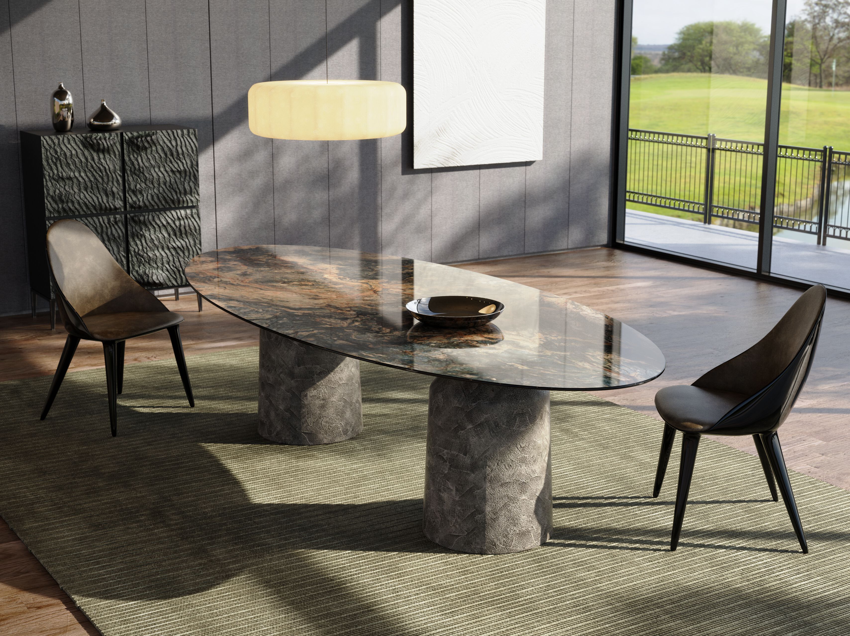 Овальный обеденный стол из стекловолокна и дерева GANSK SIANA ARCH-00062826 - Вид №1