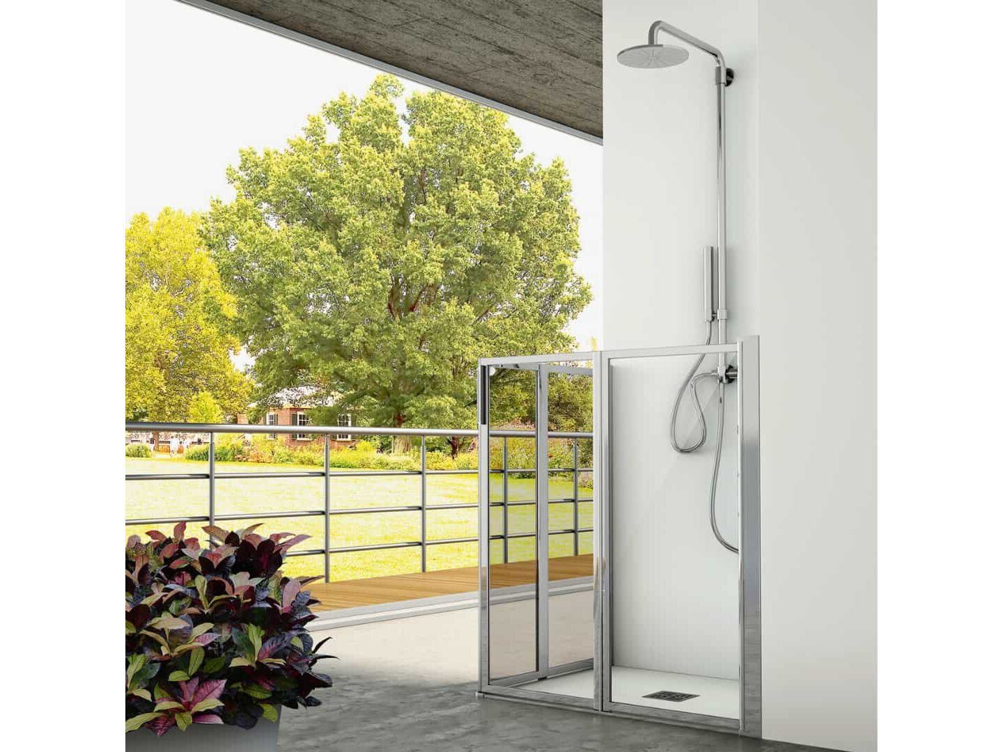 Алюминиевая и стеклянная угловая душевая кабина с раздвижной дверью CSA Box Doccia Женева ARCH-00088090