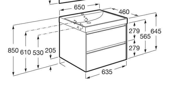 Деревянный подвесной умывальник с ящиками Roca Ona ARCH-00143040 - Вид №32