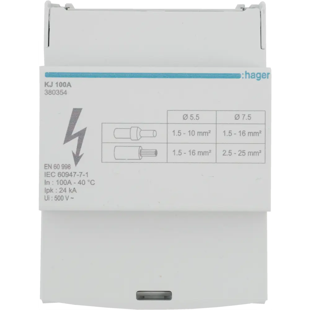 Блок распределительный Hager KJ100A 4 полюса 100 А STLM-2159101 - Вид №1