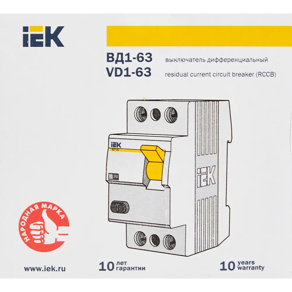 УЗО IEK ВД1-63 2Р 40 А 100 мА 4.5 кА AC MDV10-2-040-100 STLM-2051458 - Вид №5
