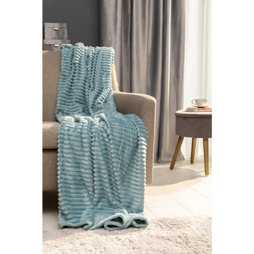 Плед Time 150х200 см велсофт цвет аквамарин СТОЛИЦА ТЕКСТИЛЯ STLM-2058315 - Вид №4