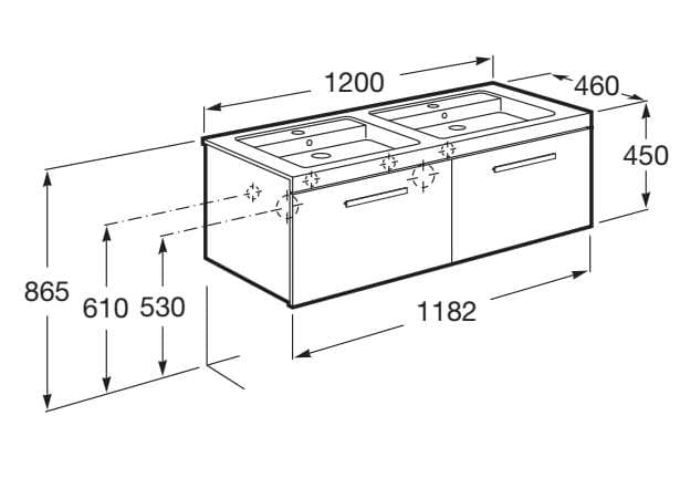 Двойной подвесной шкаф для умывальника со встроенной раковиной Roca Prisma ARCH-00107769 - Вид №6