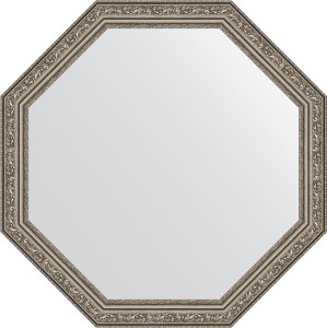 BY 3968 Зеркало в багетной раме - виньетка состаренное серебро 56 mm EVOFORM Octagon