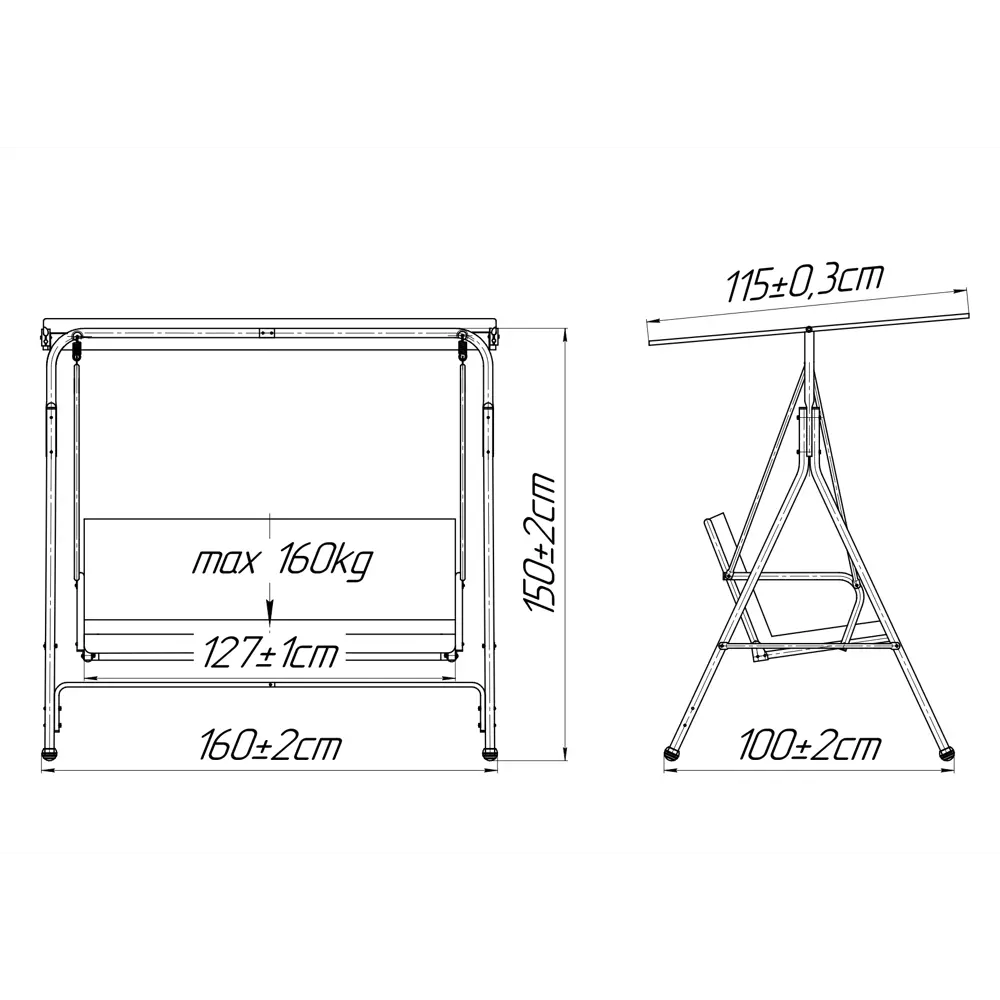 Качели садовые 2-х местные (до 160 кг) зеленый/ бежевый/ красный Santreyd STLM-2041904 - Вид №3