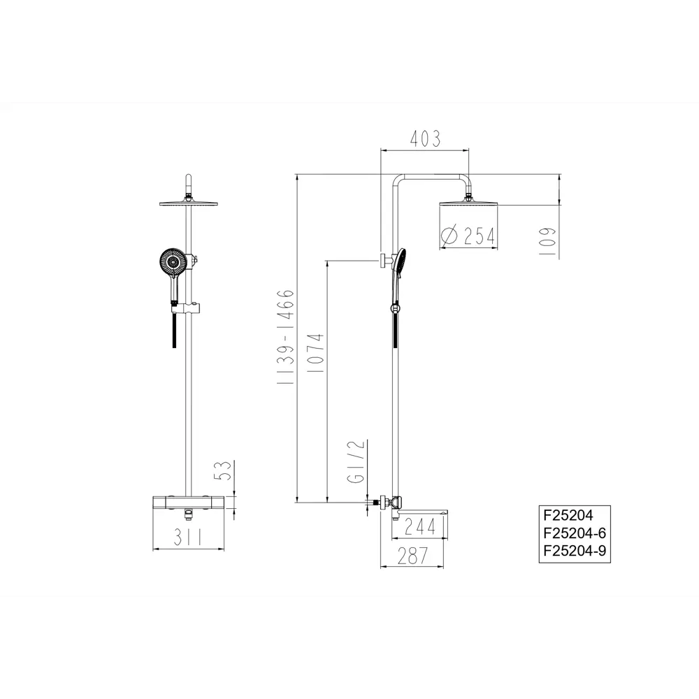 Душевая система Frap Arne со термостатом 3 режима цвет графит STLM-2148335 - Вид №9