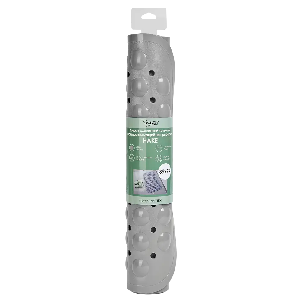 Коврик для ванной Vidage Hake противоскользящий 39x79 см цвет серый STLM-2211584 - Вид №3