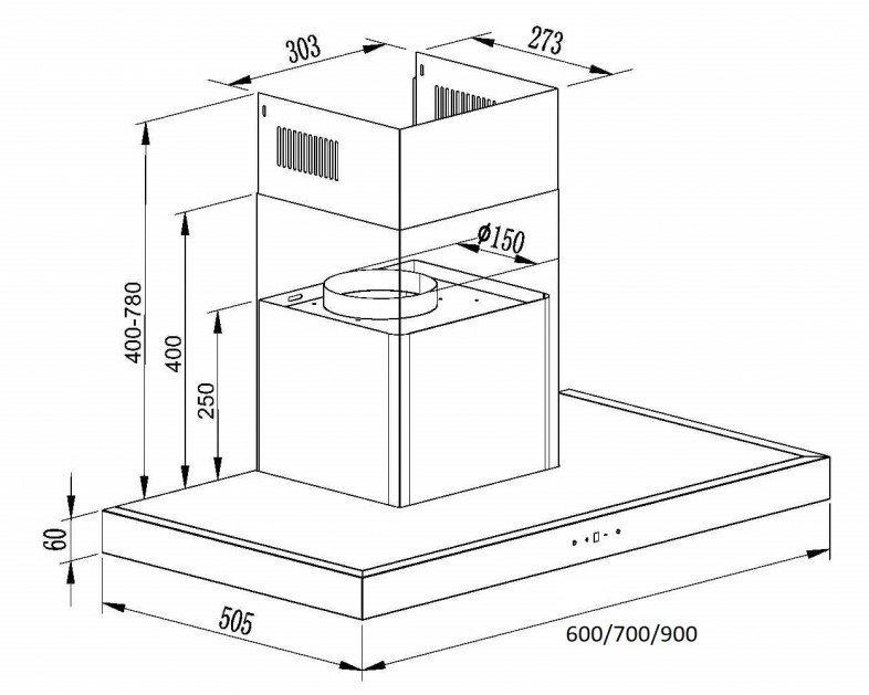 9240976 Вытяжка каминная SCHTOFF S PLUS 900 X серебристый STDN-0014776 - Вид №1