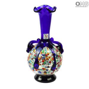 602 ORIGINALMURANOGLASS Синяя ваза-сосуд &#34;Жасмин&#34; - муранское стекло OMG 15 см