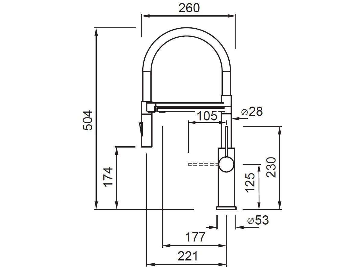 Смеситель для кухни на одно отверстие с ручным душем Elleci Elleci Kitchen ARCH-00062610 - Вид №5